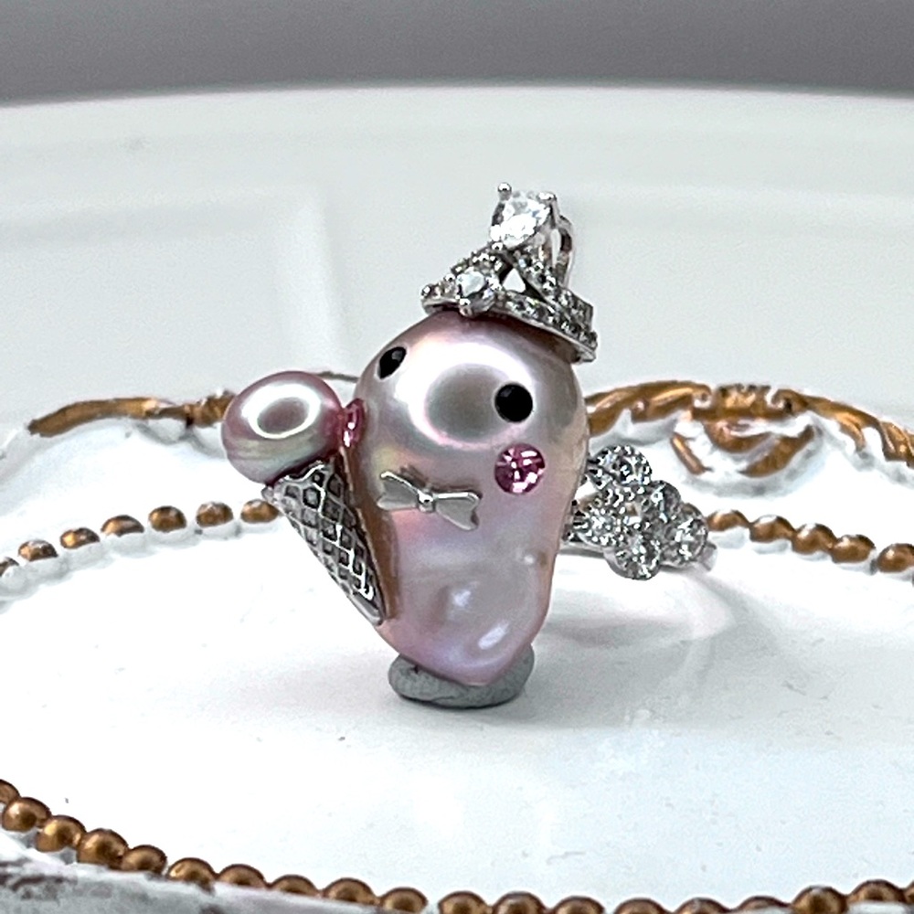 Handmade S925 SS Premium Freshwater Flameball Pearl Character Princess 👸🏻 Ring